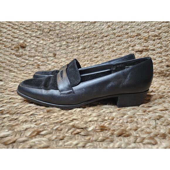 Mootsies Tootsies Leather Suede Black Loafers Flats Slip-On Business Work Size 8 - Picture 2 of 10